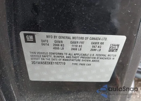 2014 Chevrolet Impala Limited Ls z USA, uszkodzony, nr VIN 2G1WA5E3XE1167719